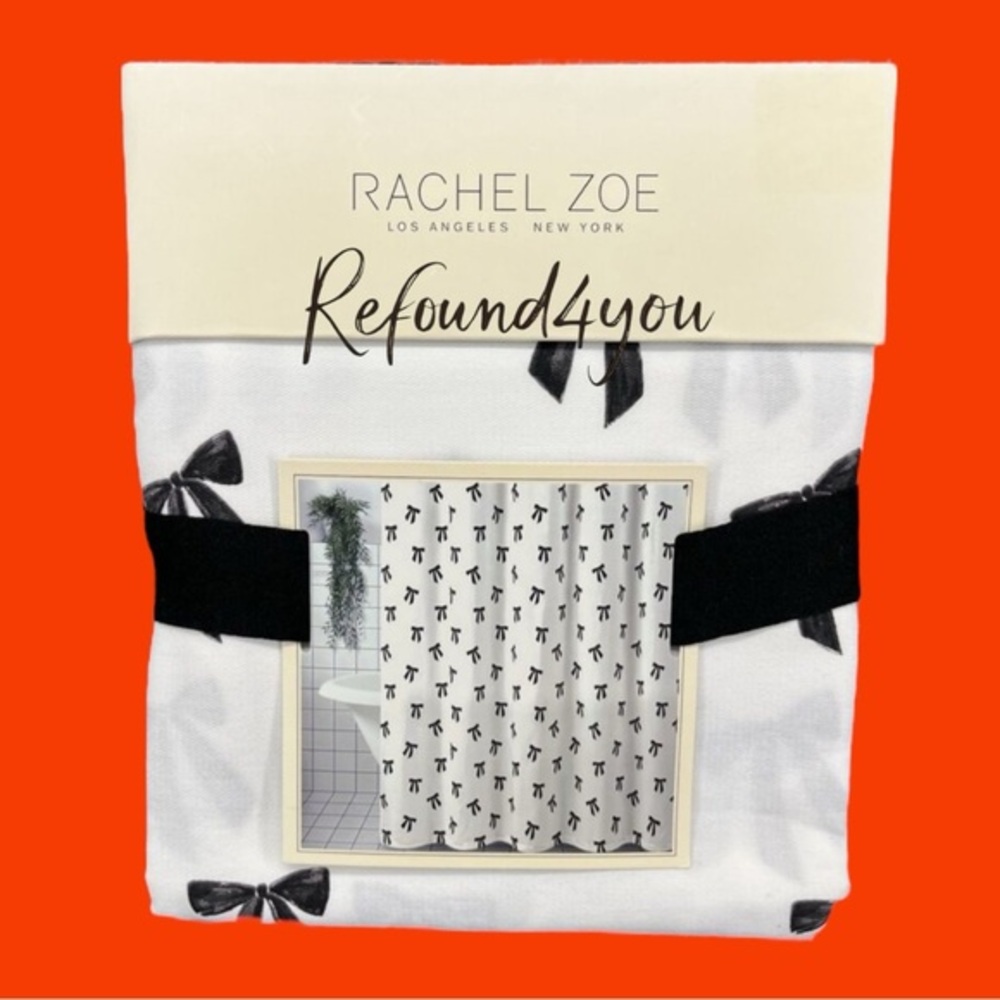 Rachel Zoe - ‘Black & White Bow Print’ Shower Curtain. NWT.